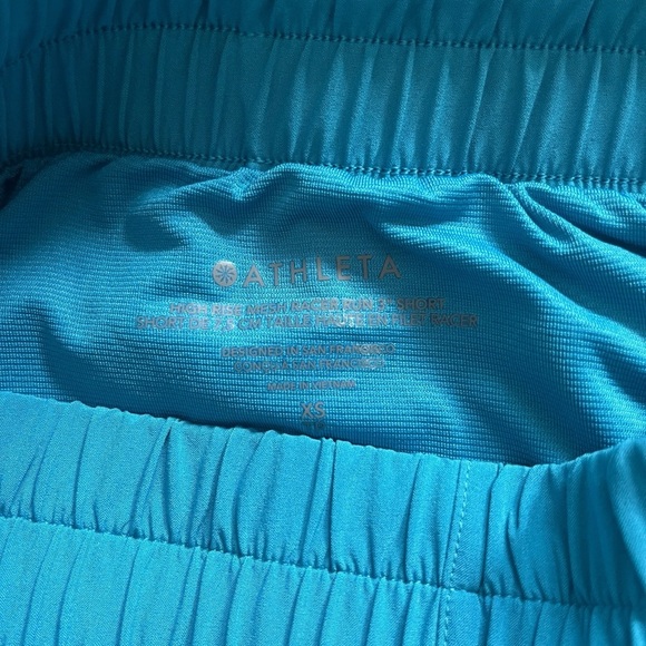 Athleta Mesh Racer Run High Rise 3” Women's Vibrant Blue Athletic Shorts Size XS - Picture 3 of 4